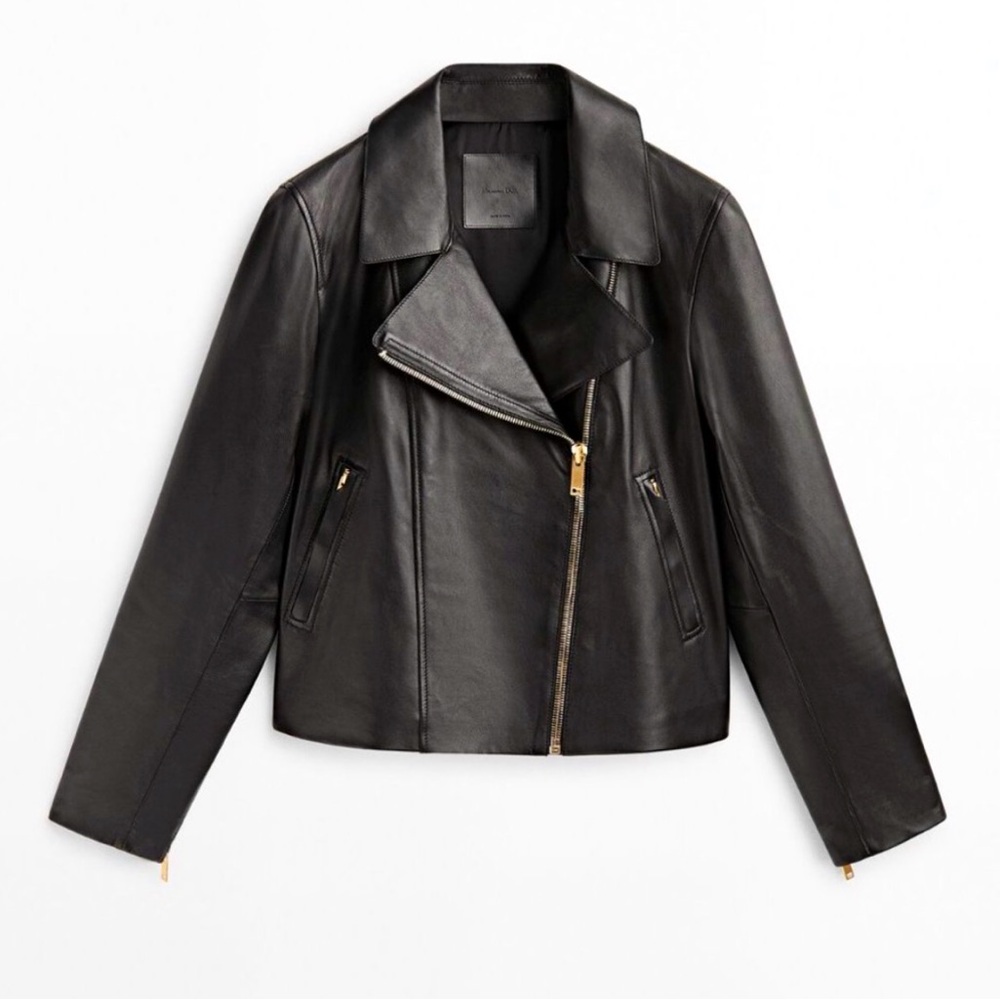 Massimo Dutti Nappa Leather Biker Jacket